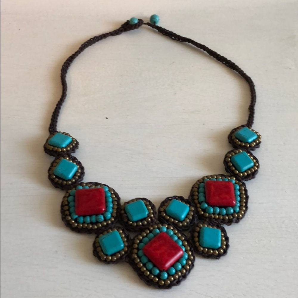 Thai Turquoise and Red Necklace